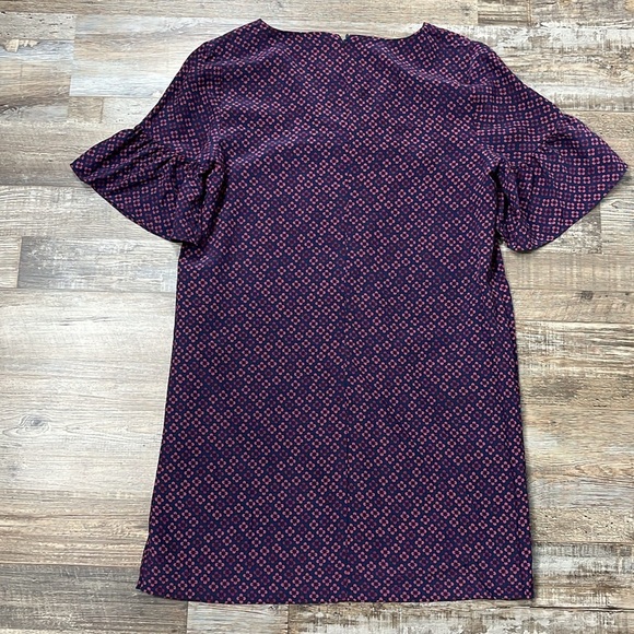 Madewell Silk Painted Clover Mini Shift Mod Dress Sz 4 Retro Short Bell Sleeve - Picture 7 of 13